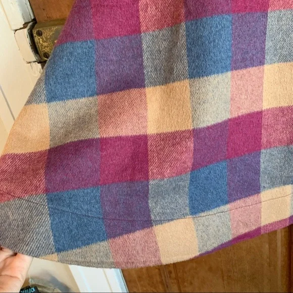 Marjun NWOT Blend Midi Skirt Womens Size 26 Waist Wool Plaid Designer Blue - Picture 4 of 12